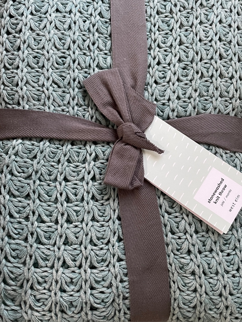 West Elm Stonewashed Organic Cotton Knit Throw NWT